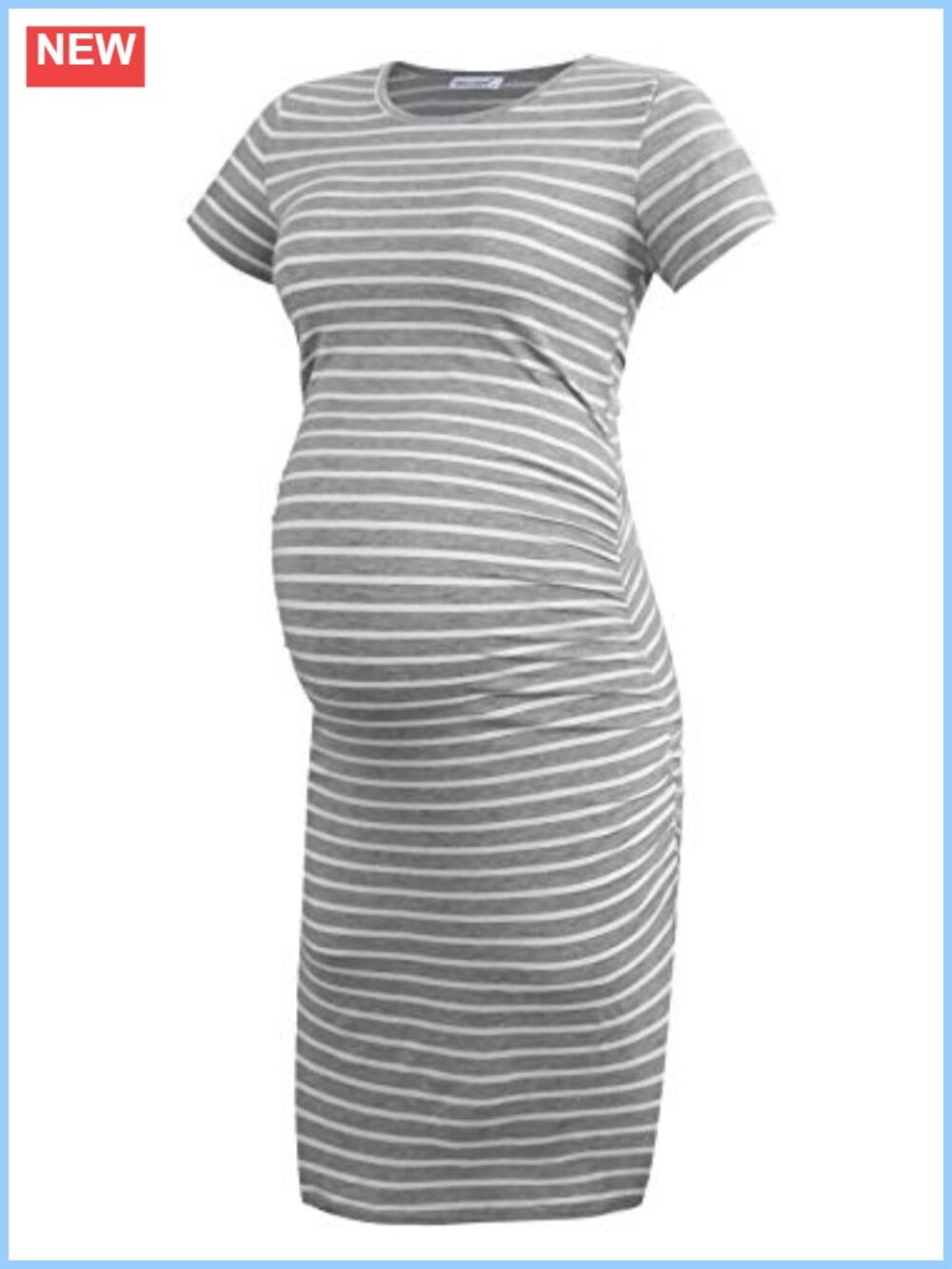 Short Sleeve Maternity Dress Ruched Side Stretch Rayon Casual